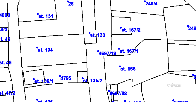 Parcela st. 4697/19 v KÚ Bochov, Katastrální mapa