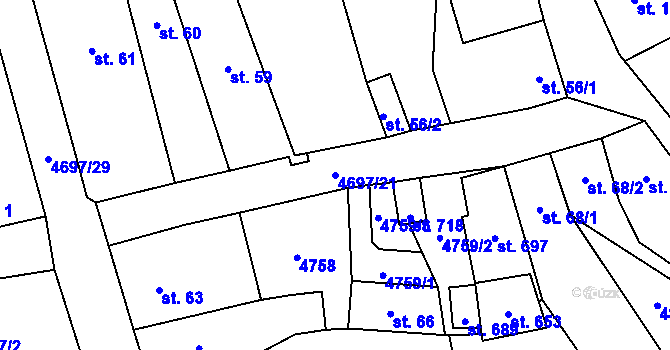 Parcela st. 4697/21 v KÚ Bochov, Katastrální mapa