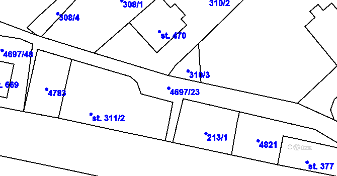 Parcela st. 4697/23 v KÚ Bochov, Katastrální mapa