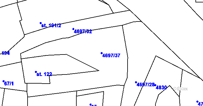 Parcela st. 4697/37 v KÚ Bochov, Katastrální mapa