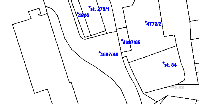Parcela st. 4697/44 v KÚ Bochov, Katastrální mapa