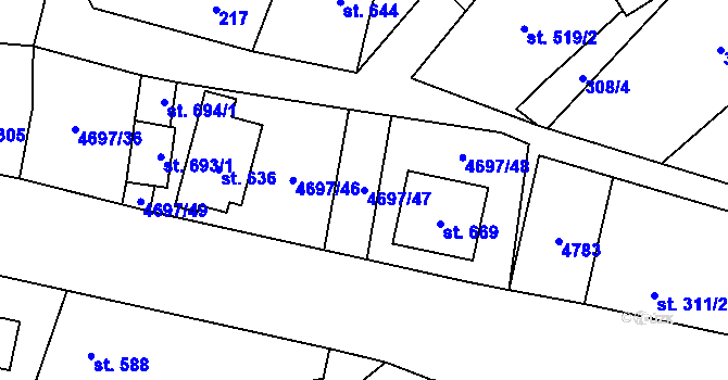 Parcela st. 4697/47 v KÚ Bochov, Katastrální mapa