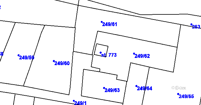 Parcela st. 773 v KÚ Bochov, Katastrální mapa