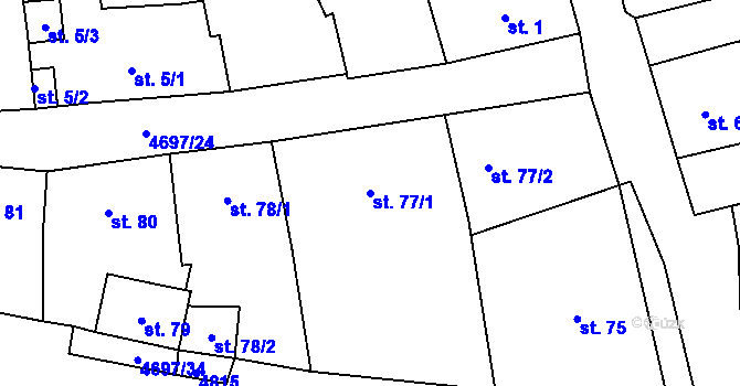 Parcela st. 77/1 v KÚ Bochov, Katastrální mapa