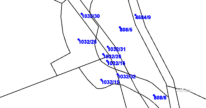 Parcela st. 1032/26 v KÚ Bochov, Katastrální mapa