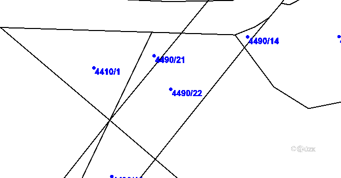 Parcela st. 4490/22 v KÚ Bochov, Katastrální mapa