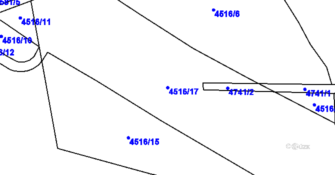 Parcela st. 4516/17 v KÚ Bochov, Katastrální mapa
