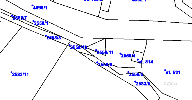 Parcela st. 2558/11 v KÚ Bochov, Katastrální mapa