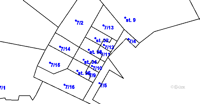 Parcela st. 7/11 v KÚ Sovolusky u Bochova, Katastrální mapa