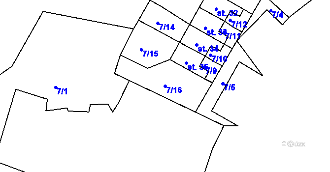 Parcela st. 7/16 v KÚ Sovolusky u Bochova, Katastrální mapa