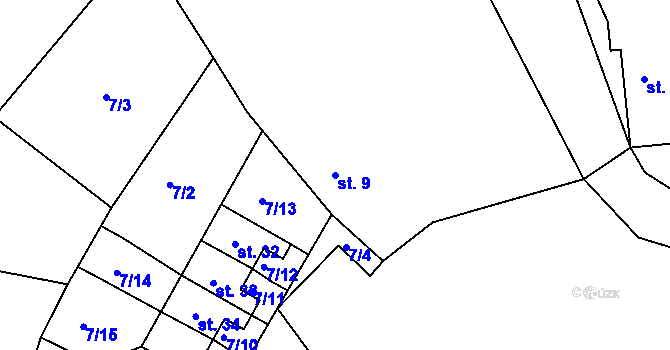 Parcela st. 9 v KÚ Sovolusky u Bochova, Katastrální mapa
