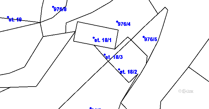 Parcela st. 18/3 v KÚ Sovolusky u Bochova, Katastrální mapa