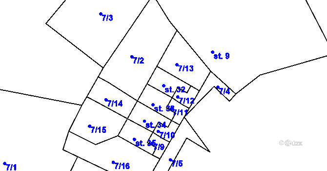 Parcela st. 32 v KÚ Sovolusky u Bochova, Katastrální mapa