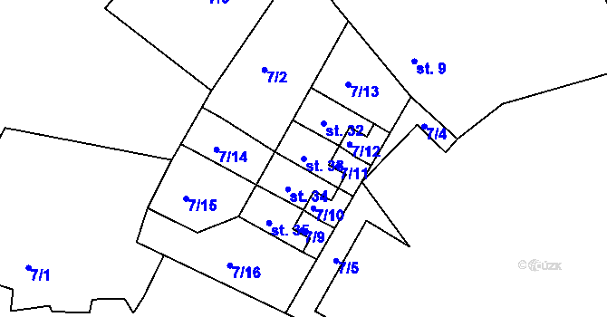Parcela st. 33 v KÚ Sovolusky u Bochova, Katastrální mapa