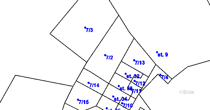 Parcela st. 7/2 v KÚ Sovolusky u Bochova, Katastrální mapa