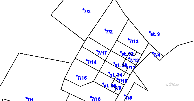 Parcela st. 7/17 v KÚ Sovolusky u Bochova, Katastrální mapa