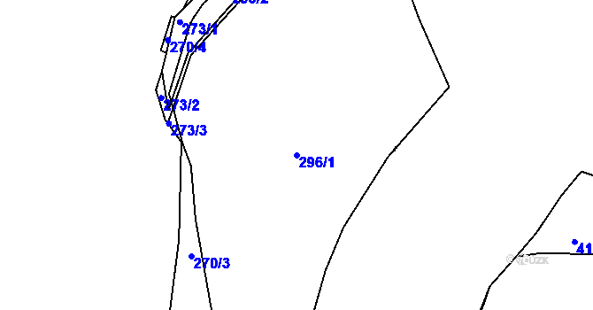 Parcela st. 296/1 v KÚ Teleč, Katastrální mapa