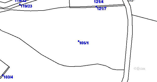 Parcela st. 105/1 v KÚ Teleč, Katastrální mapa