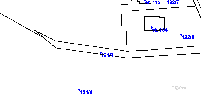 Parcela st. 121/3 v KÚ Teleč, Katastrální mapa