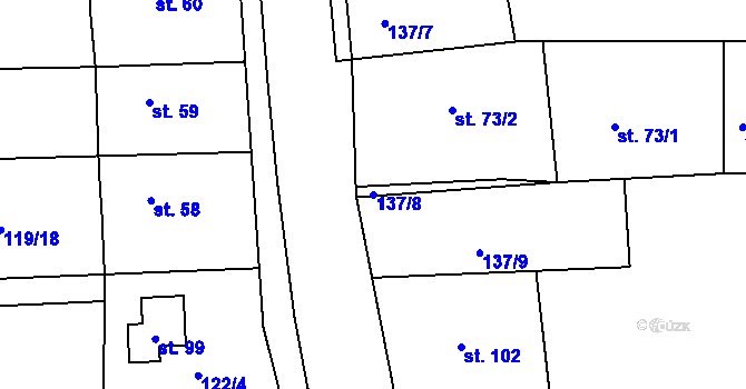 Parcela st. 137/8 v KÚ Teleč, Katastrální mapa