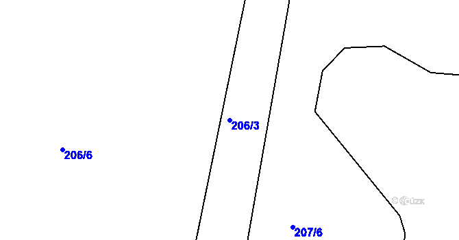 Parcela st. 206/3 v KÚ Teleč, Katastrální mapa