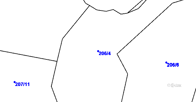 Parcela st. 206/4 v KÚ Teleč, Katastrální mapa