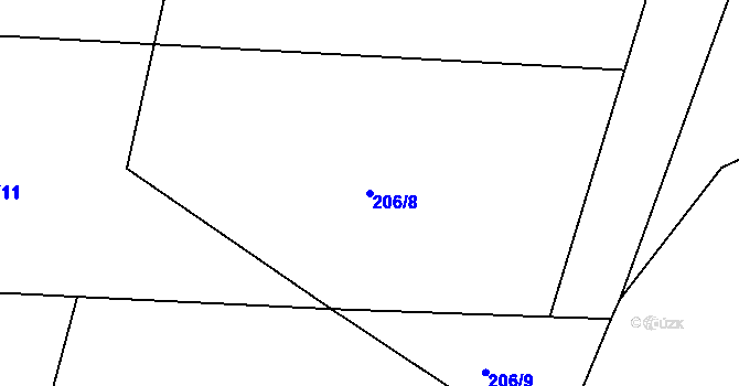 Parcela st. 206/8 v KÚ Teleč, Katastrální mapa