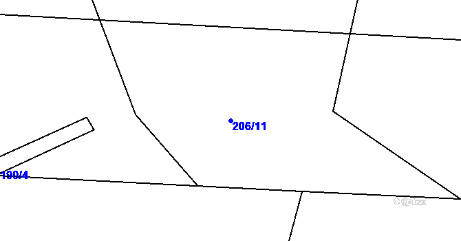 Parcela st. 206/11 v KÚ Teleč, Katastrální mapa