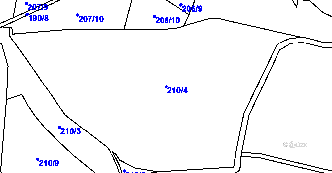 Parcela st. 210/4 v KÚ Teleč, Katastrální mapa