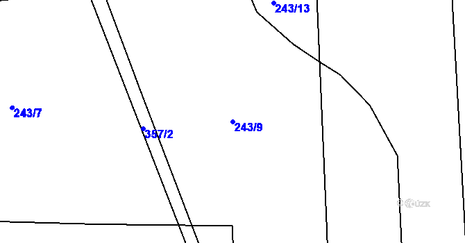 Parcela st. 243/9 v KÚ Teleč, Katastrální mapa