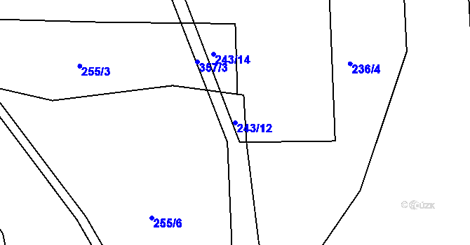 Parcela st. 243/12 v KÚ Teleč, Katastrální mapa