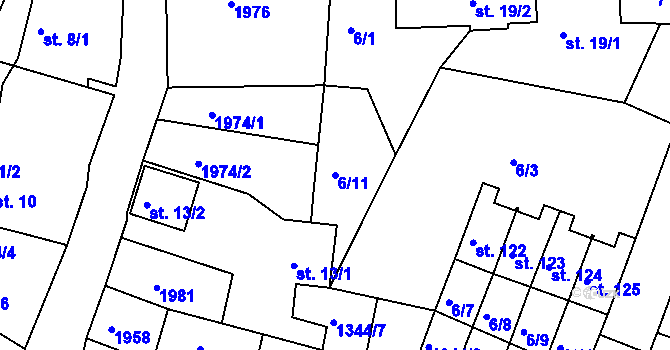 Parcela st. 6/11 v KÚ Těšetice u Bochova, Katastrální mapa