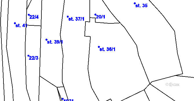 Parcela st. 36 v KÚ Těšetice u Bochova, Katastrální mapa