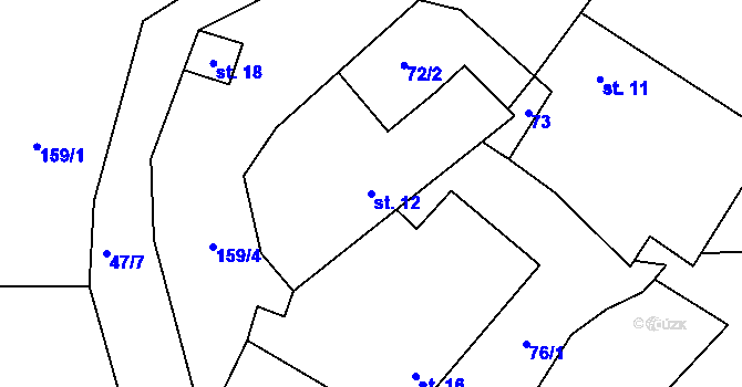 Parcela st. 12 v KÚ Batouchovice, Katastrální mapa