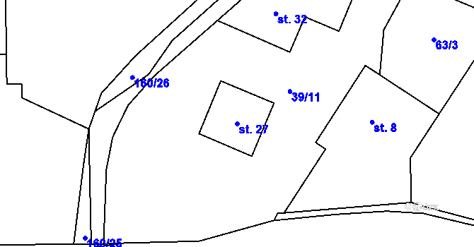 Parcela st. 27 v KÚ Batouchovice, Katastrální mapa