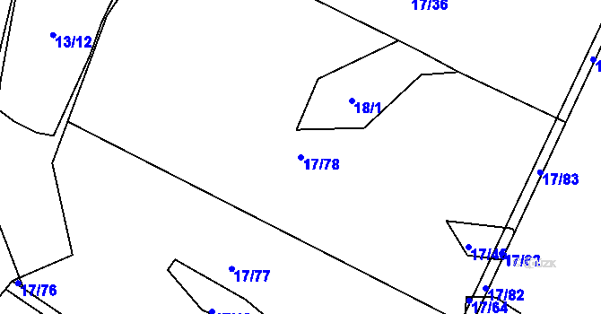 Parcela st. 17/78 v KÚ Batouchovice, Katastrální mapa