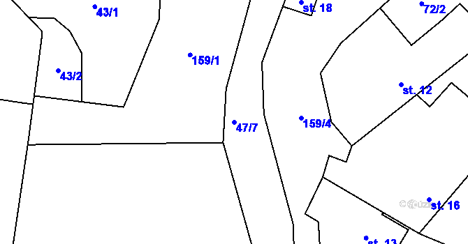Parcela st. 47/7 v KÚ Batouchovice, Katastrální mapa