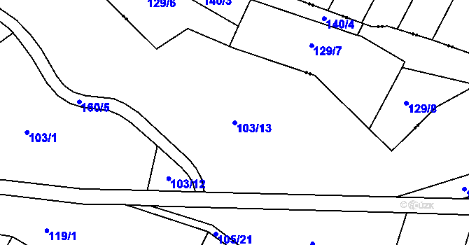 Parcela st. 103/13 v KÚ Batouchovice, Katastrální mapa