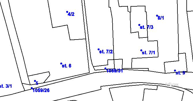 Parcela st. 7/2 v KÚ Bochovice, Katastrální mapa