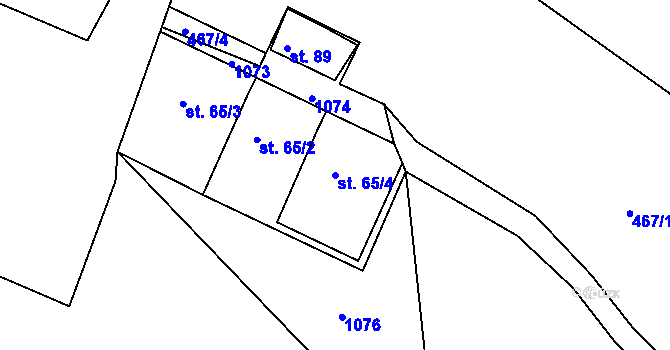 Parcela st. 65/4 v KÚ Bochovice, Katastrální mapa