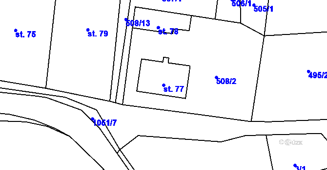 Parcela st. 77 v KÚ Bochovice, Katastrální mapa