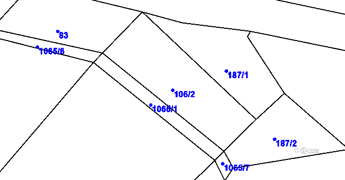 Parcela st. 106/2 v KÚ Bochovice, Katastrální mapa