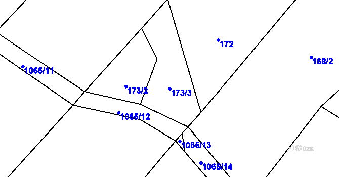 Parcela st. 173/3 v KÚ Bochovice, Katastrální mapa