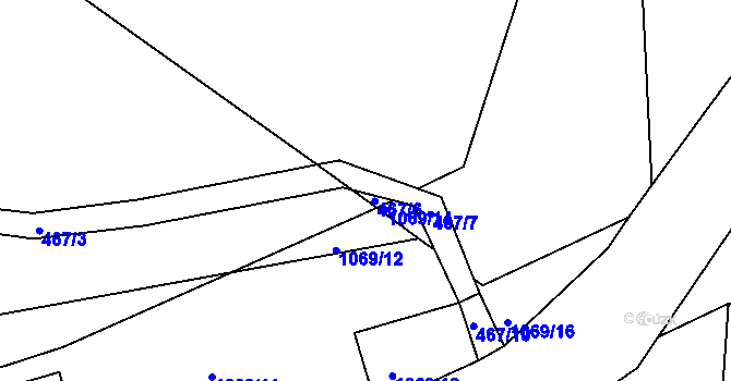 Parcela st. 467/7 v KÚ Bochovice, Katastrální mapa