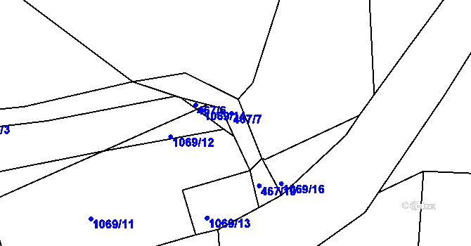 Parcela st. 467/8 v KÚ Bochovice, Katastrální mapa