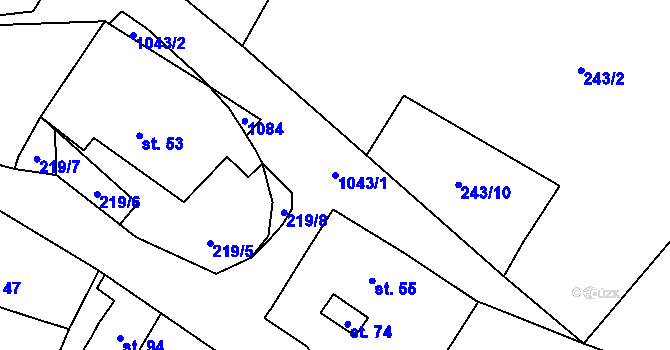 Parcela st. 1043/1 v KÚ Bochovice, Katastrální mapa