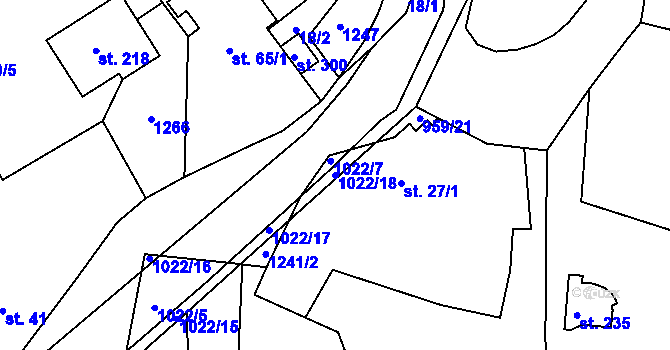 Parcela st. 1022/18 v KÚ Bojanov, Katastrální mapa