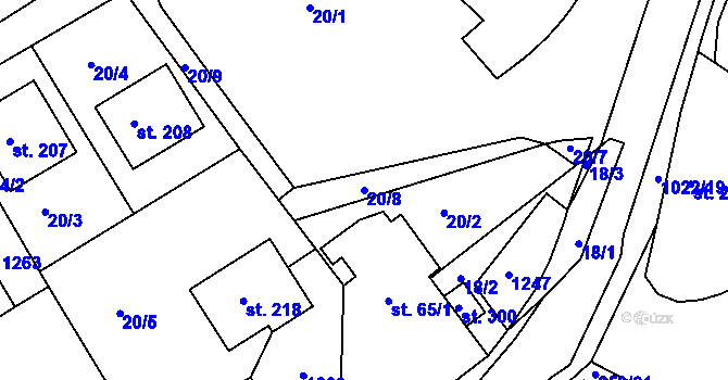 Parcela st. 20/8 v KÚ Bojanov, Katastrální mapa
