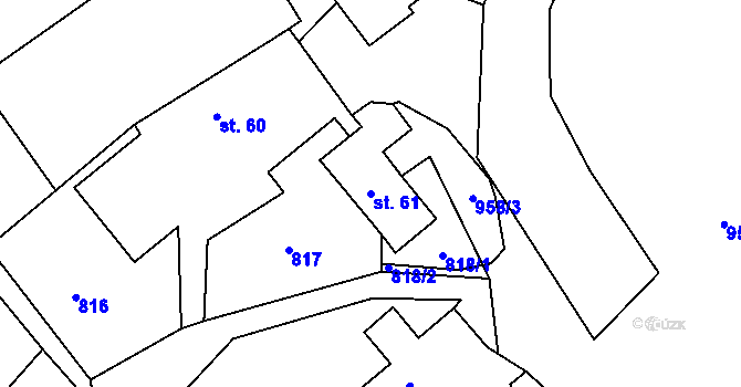Parcela st. 61 v KÚ Bojanov, Katastrální mapa
