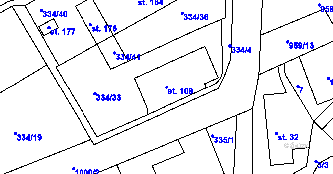 Parcela st. 109 v KÚ Bojanov, Katastrální mapa